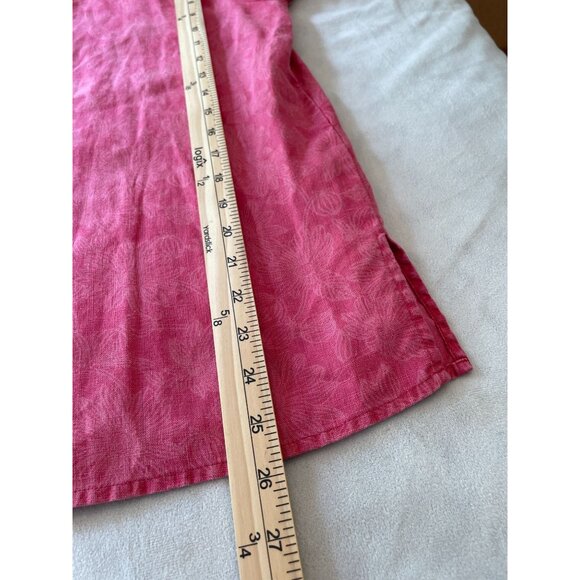 L.L. Bean Womens 100% Linen Shirt Sz 2X  Vintage Grandmacore Cottagecore Pink - Picture 4 of 9